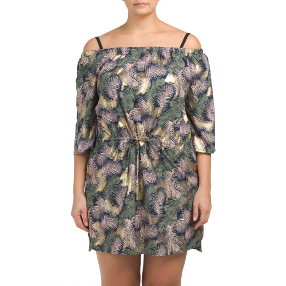 Spiaggia Dolce Feather Off Shoulder Dress 3X NWT